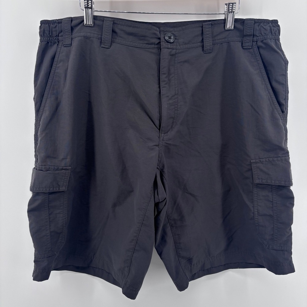 Eddie Bauer Travex Cargo Shorts Mens XL Black Nylon Lightweight Hiking Travel